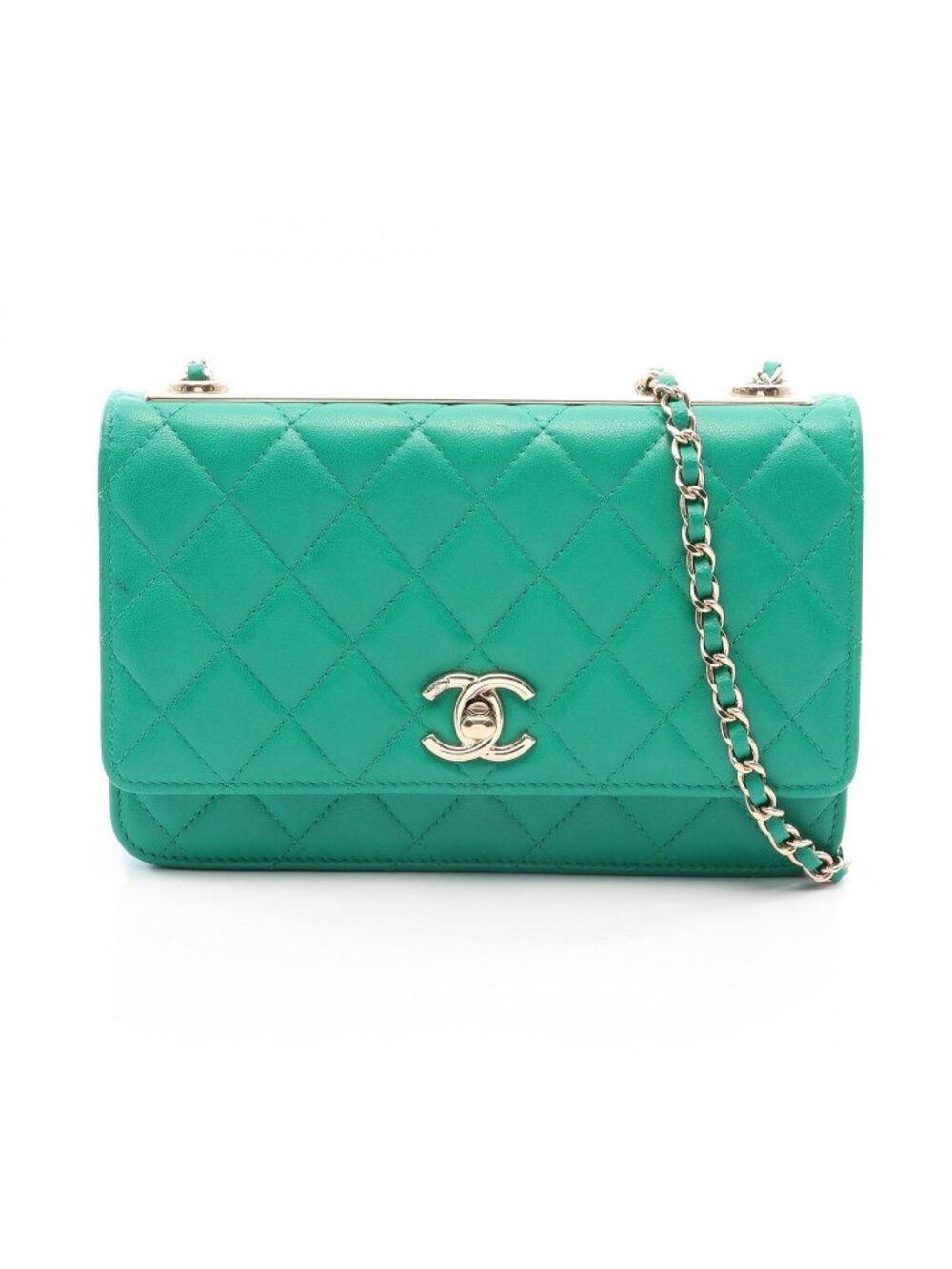 Chanel Shoulder Bag Trendy CC Quilted Green Lambskin Chain Wallet